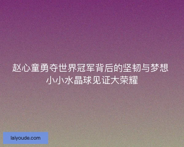赵心童勇夺世界冠军背后的坚韧与梦想 小小水晶球见证大荣耀